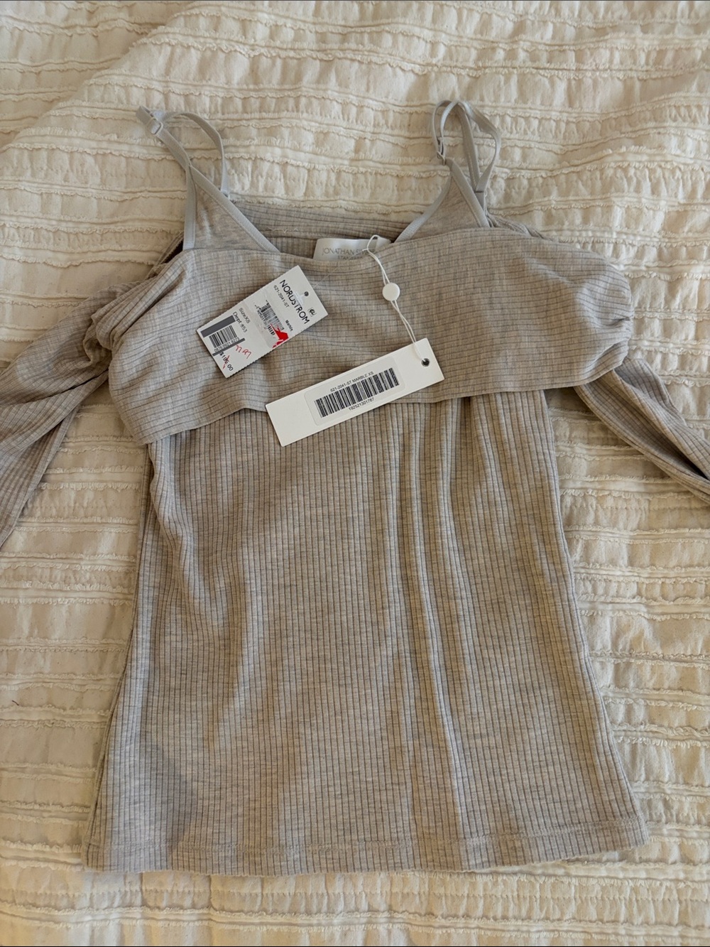 Jonathan Simkhai Beige Ribbed Off-Shoulder Knit Dress - NWT